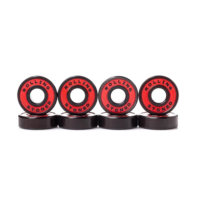 Rolling Stoned Skateboard Bearings Set - ABEC 5 Sealed Bearings for Skateboards, Longboards, Scooters and Roller Skates Stainless Steel 608 Bearings (8 Pack, Red) (AA Dubs) - Image 4